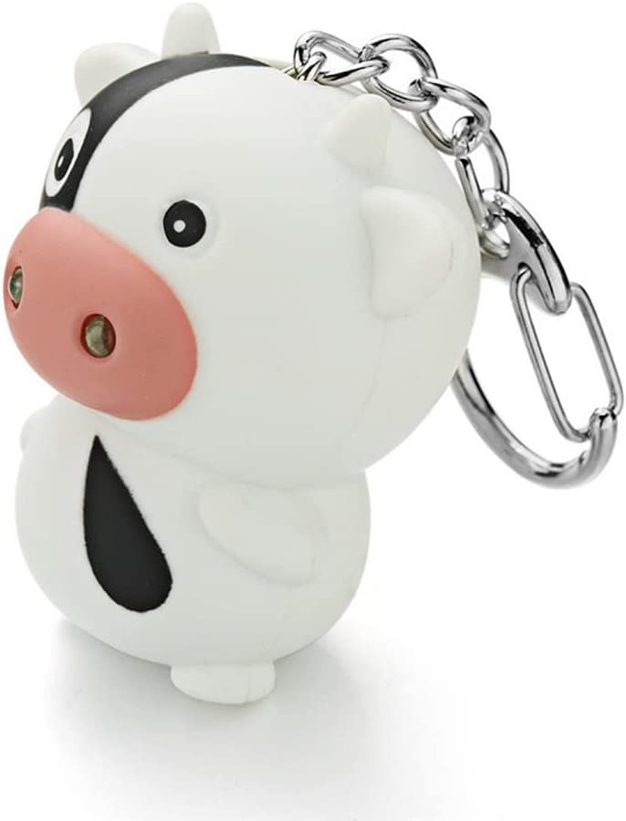 The Crafty Owl Mini LED Cow Torch Flashlight Key Chain with Sound, Black, Small