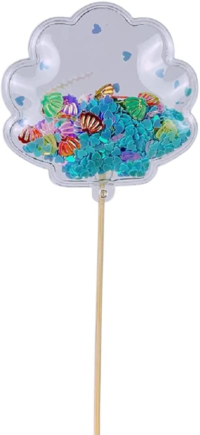 Colorful fun Mermaid Sequin Cake Toppers Starfish,Hearts, Clouds. Set of 5. Random Designs