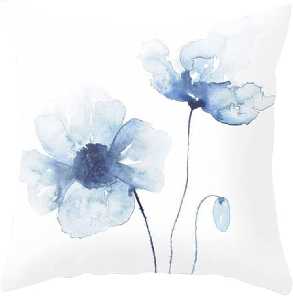 Watercolor Blue Geometric Pillows Covers 18" X 18"