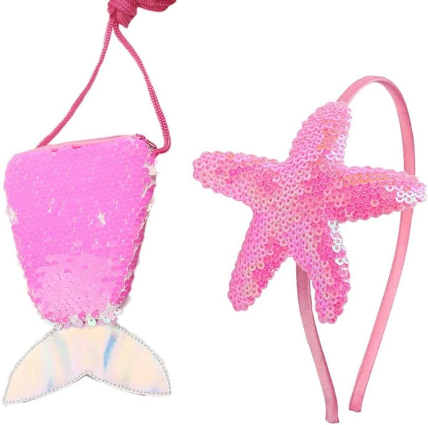 Sequin Mermaid Crossbody Purse Coin and Starfish Headbands