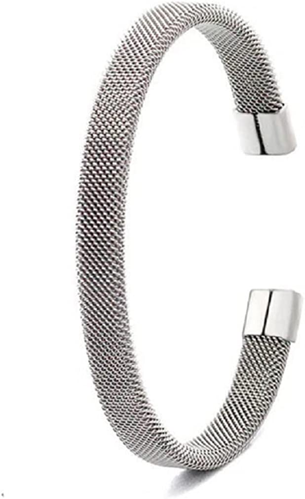 Stainless Steel Mesh Cuff Bracelets for Women Adjustable