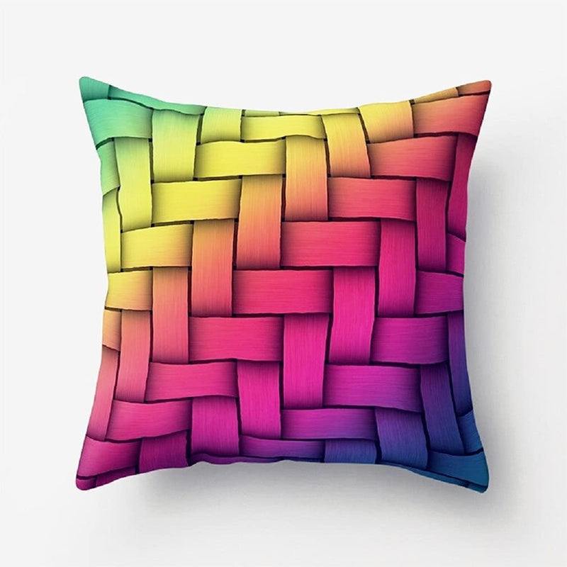 Rainbow Color Geometric Designs Pillow Covers 18" X 18"