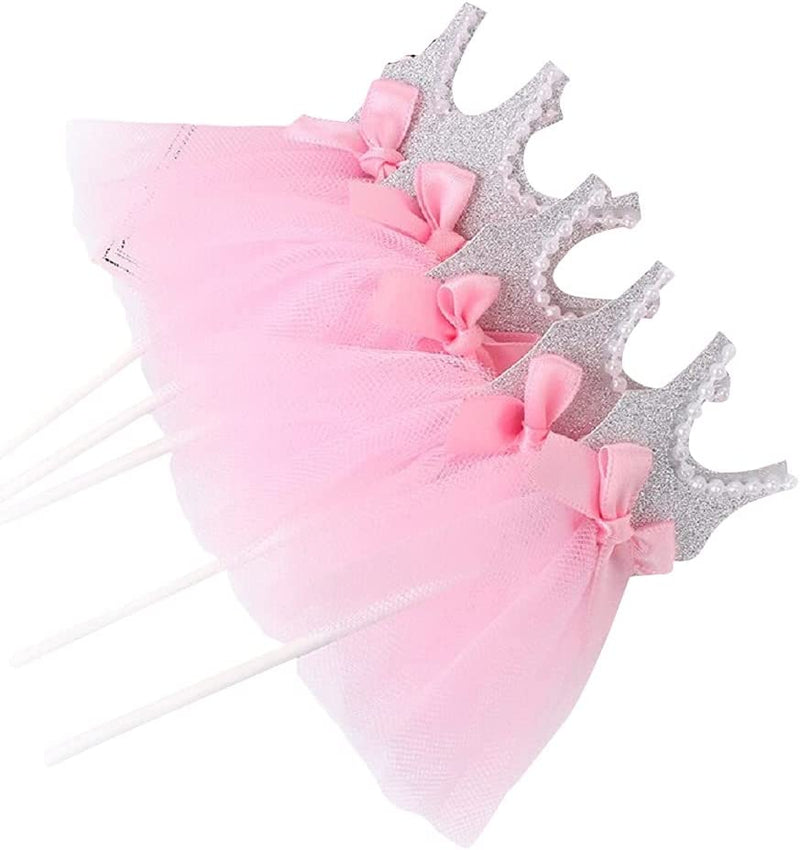 The Crafty Owl Fun Designs Pink & Gold or Pink & Silver Ballerina Sets Cupcake Toppers for Birthday/Events. Sets of 5