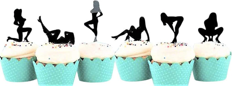 Various Designs of Pole Dancers/High Heels/Corset/Glasses/Bride & Groom Cupcake Toppers for Birthday/Bridal Shower/Wedding/New Years Events/Party/Bachelor Party sets of 12