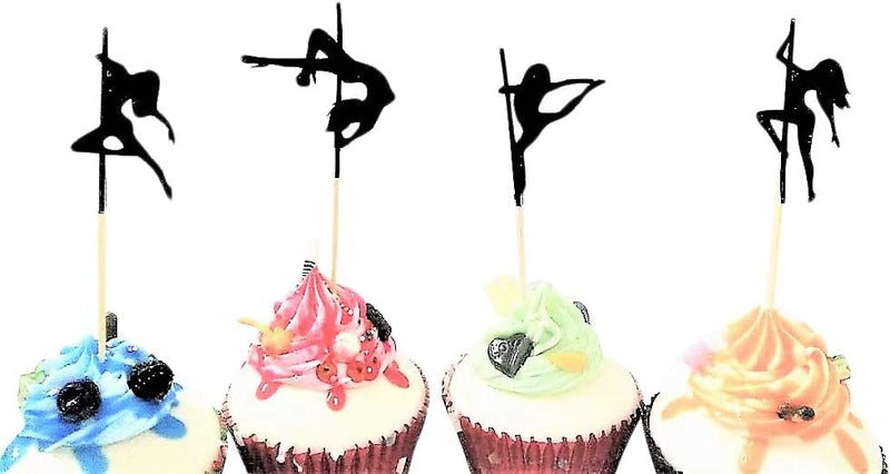 Various Designs of Pole Dancers/High Heels/Corset/Glasses/Bride & Groom Cupcake Toppers for Birthday/Bridal Shower/Wedding/New Years Events/Party/Bachelor Party sets of 12