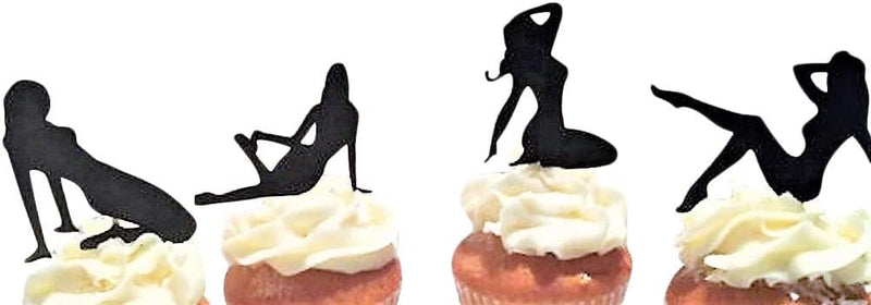 Various Designs of Pole Dancers/High Heels/Corset/Glasses/Bride & Groom Cupcake Toppers for Birthday/Bridal Shower/Wedding/New Years Events/Party/Bachelor Party sets of 12