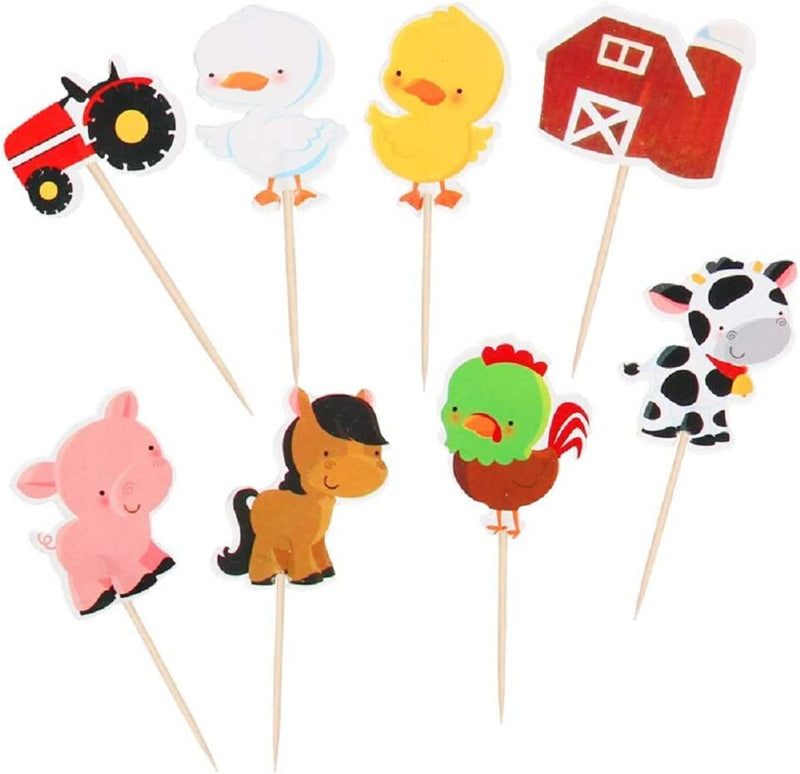 Various Fun Designs of Farm Animals/Easter Rabbit/Basketball/Football/Robots/Nautical/Trucks Theme Cupcake Toppers for Birthday/Christmas/Events/Party. Set of 24