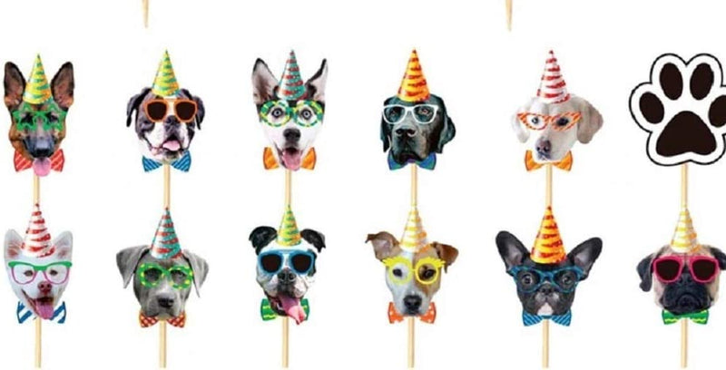 Colorful fun Pets Sloths Cats Dogs Butterflies Cupcake Toppers. Set of 12