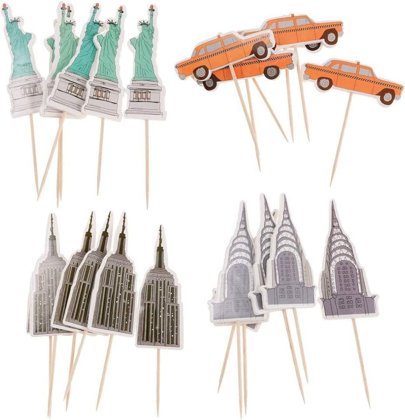 Fun Designs of New York Landmarks Cupcake Toppers for Birthday/Events/Party sets of 24