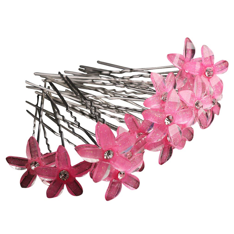 Crystal Rhinestones Flowers UShaped Hairpins for Brides/Bridesmaids/Prom/Sweet Sixteen/Quinceanera/Weddings - Set of 20