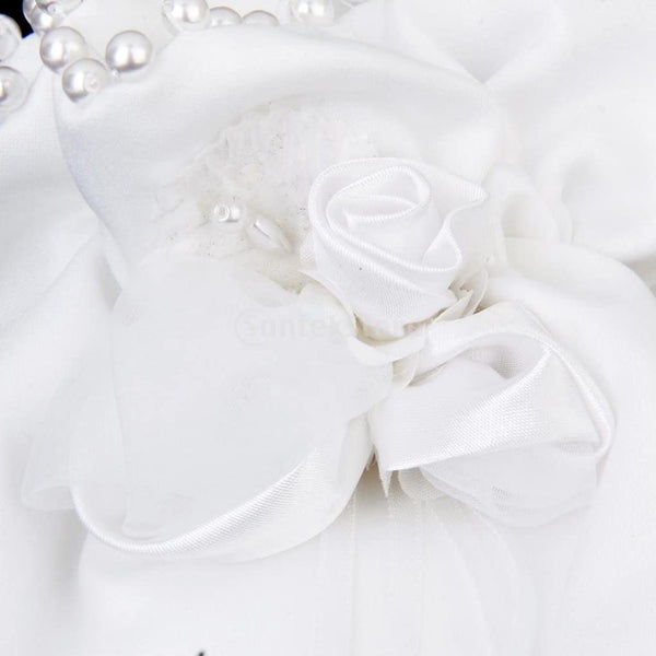 White Satin Bridal/Flowergirl Purse Money Bag with Pearls