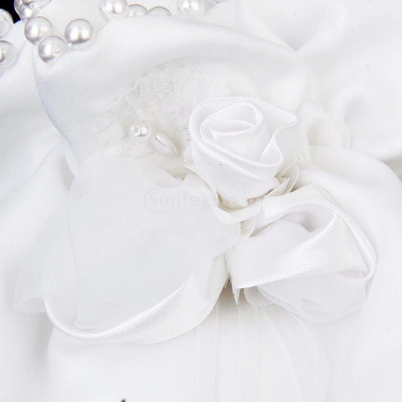 White Satin Bridal/Flowergirl Purse Money Bag with Pearls