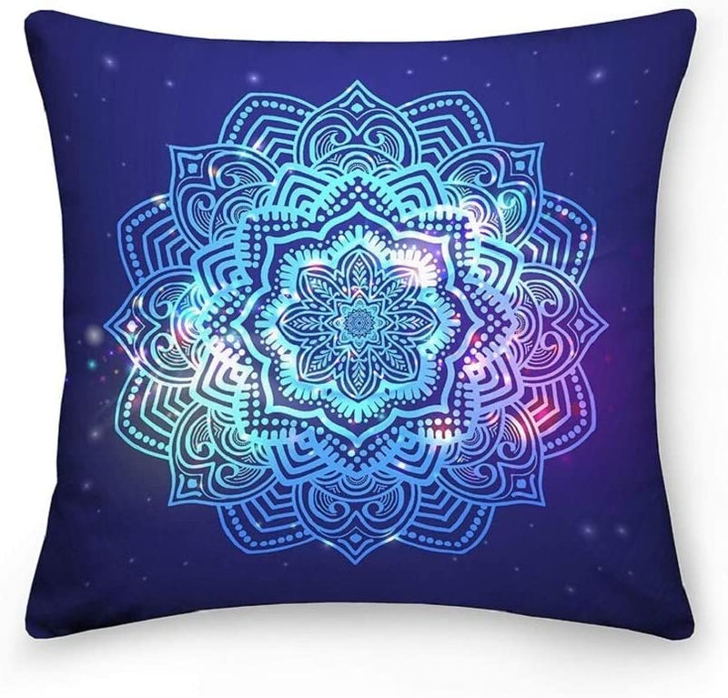 Double Sided Mandala Patterns Hippie Psychedelic Throw Pillow Covers. 18" X 18"