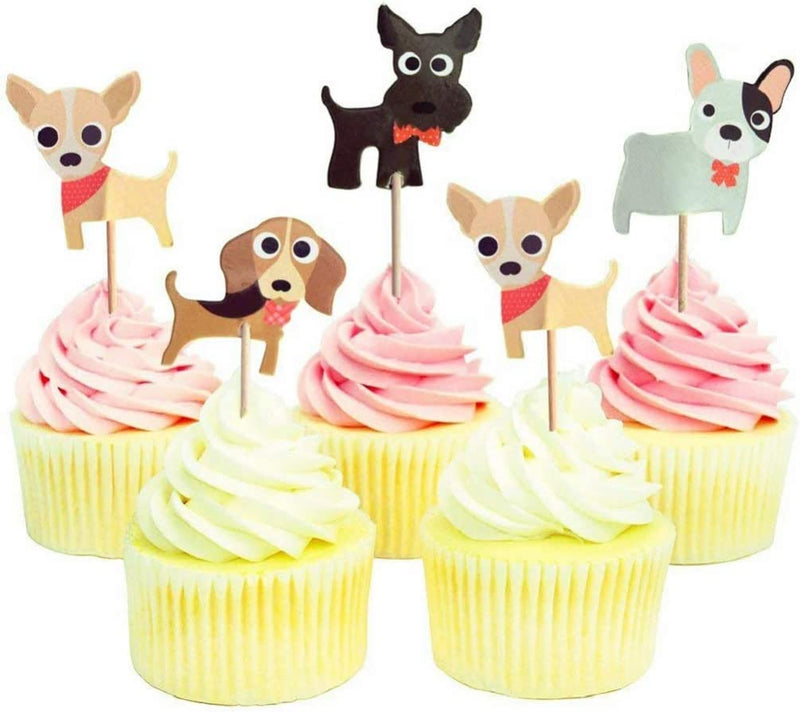 Colorful fun Pets Sloths Cats Dogs Butterflies Cupcake Toppers. Set of 12