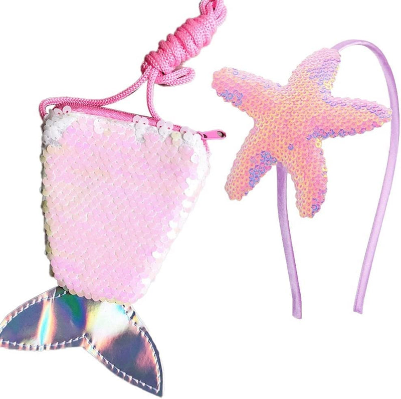 Sequin Mermaid Crossbody Purse Coin and Starfish Headbands