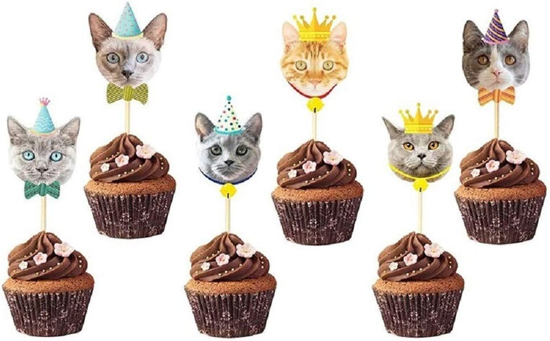 Colorful fun Pets Sloths Cats Dogs Butterflies Cupcake Toppers. Set of 12