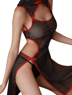 Sexy Women Lace Deep V Neck Lingerie Set with G string or Asian Style Cheongsam 2 piece set. Perfect for Weddings/Valentines/Birthday/Special Occasion