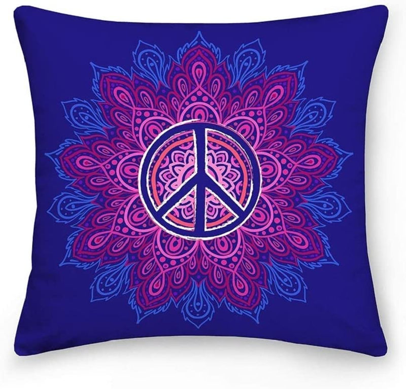 Double Sided Mandala Patterns Hippie Psychedelic Throw Pillow Covers. 18" X 18"