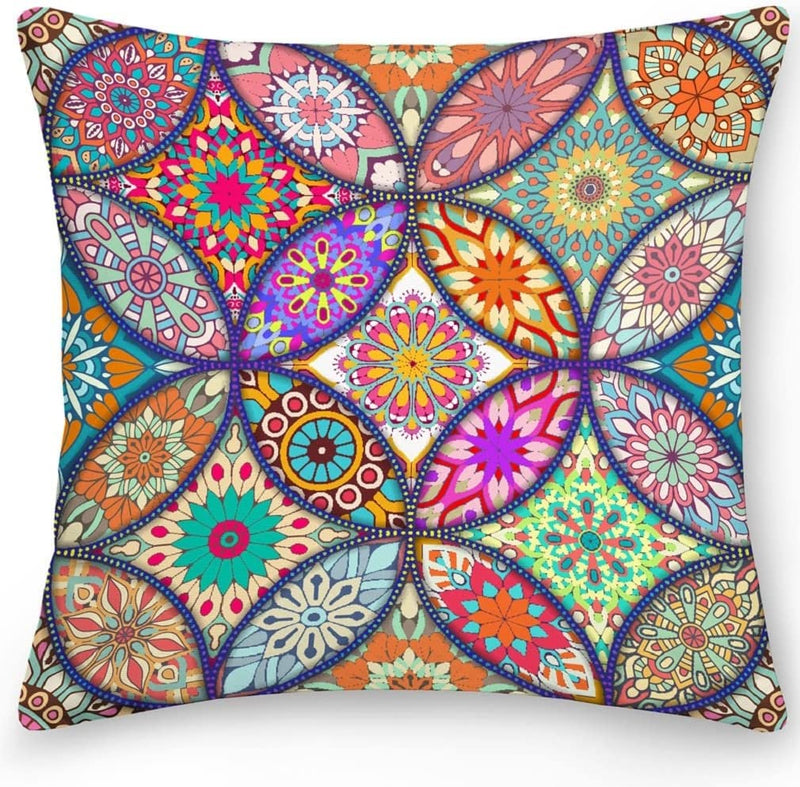 Double Sided Mandala Patterns Hippie Psychedelic Throw Pillow Covers. 18" X 18"