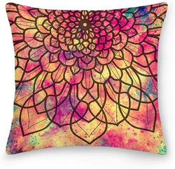 Double Sided Mandala Patterns Hippie Psychedelic Throw Pillow Covers. 18" X 18"