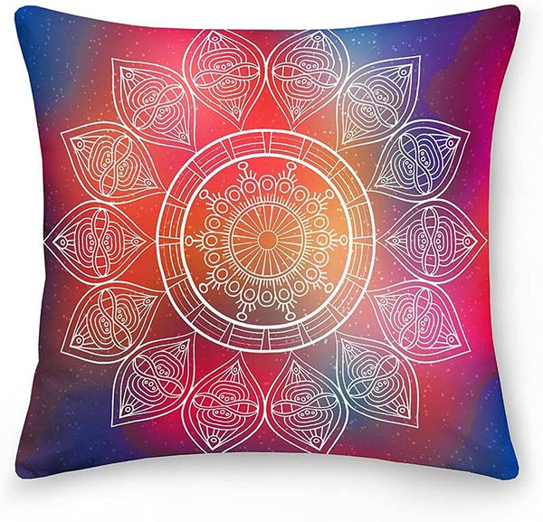 Double Sided Mandala Patterns Hippie Psychedelic Throw Pillow Covers. 18" X 18"
