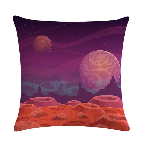 Fantasy Planet System Mars Saturn Sun Galaxy Throw Pillow Covers. 18" X 18"