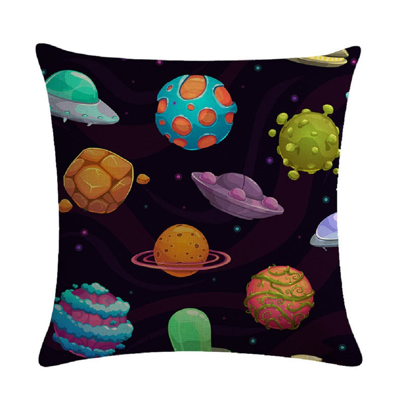 Fantasy Planet System Mars Saturn Sun Galaxy Throw Pillow Covers. 18" X 18"