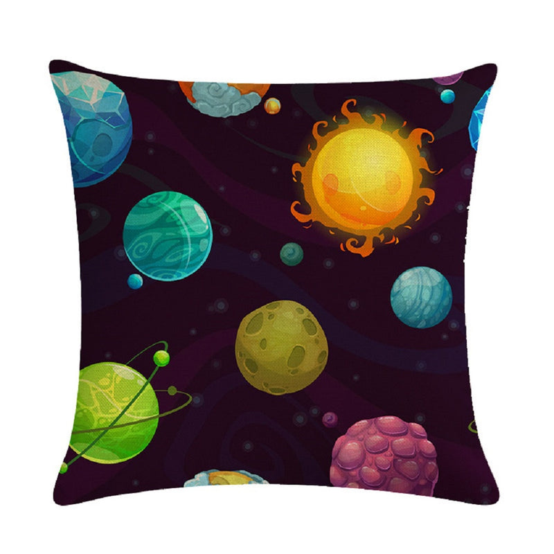 Fantasy Planet System Mars Saturn Sun Galaxy Throw Pillow Covers. 18" X 18"