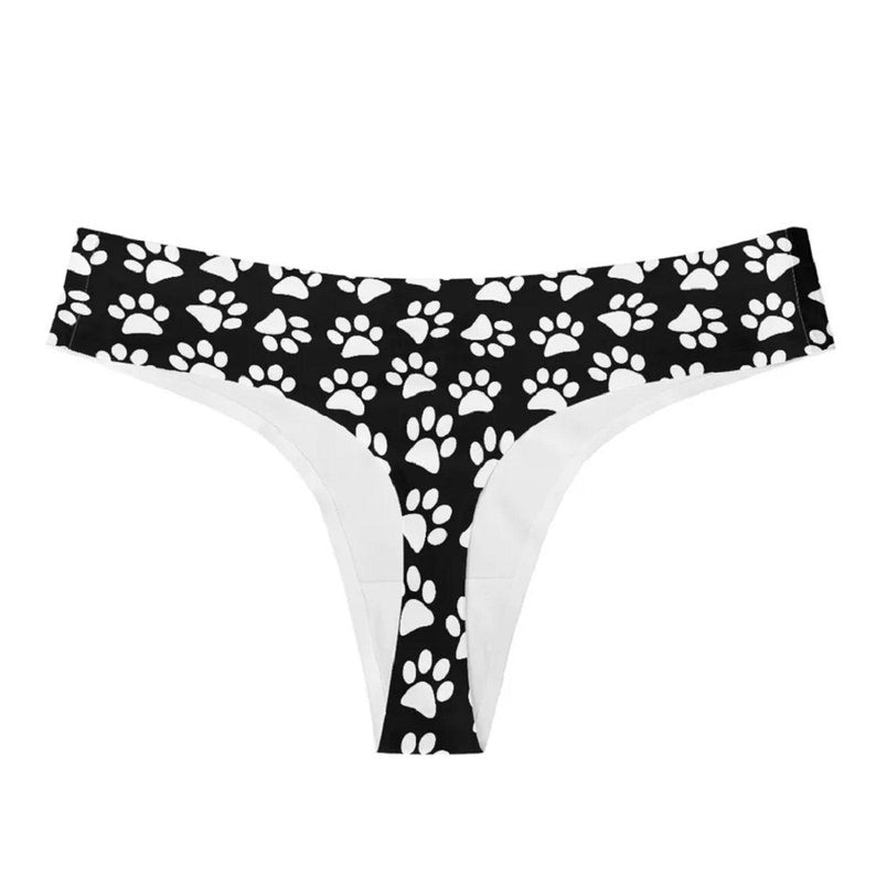 3D Cats Print Briefs Thongs Underwear For Women